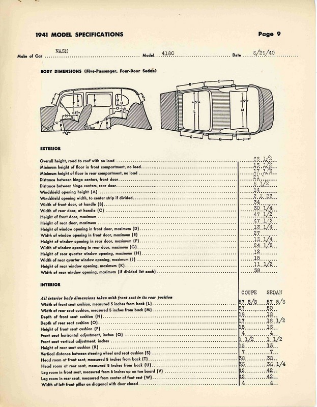 1941 Nash Specifications Page 10